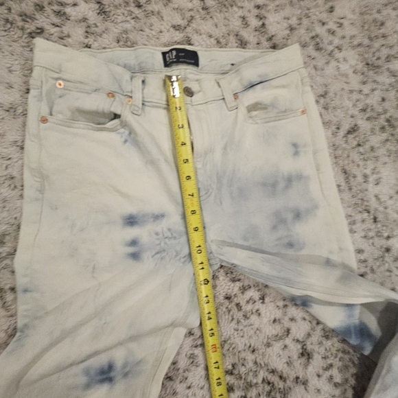 GAP SZ 6/28 BOYFRIEND Raw Hem Tie Dye Bleached Mid Rise Crop Stretch Jean - Picture 6 of 10